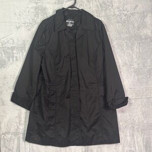 Eddie Bauer Women’s Black Fully Lined Trench Full Button Jacket Size XL